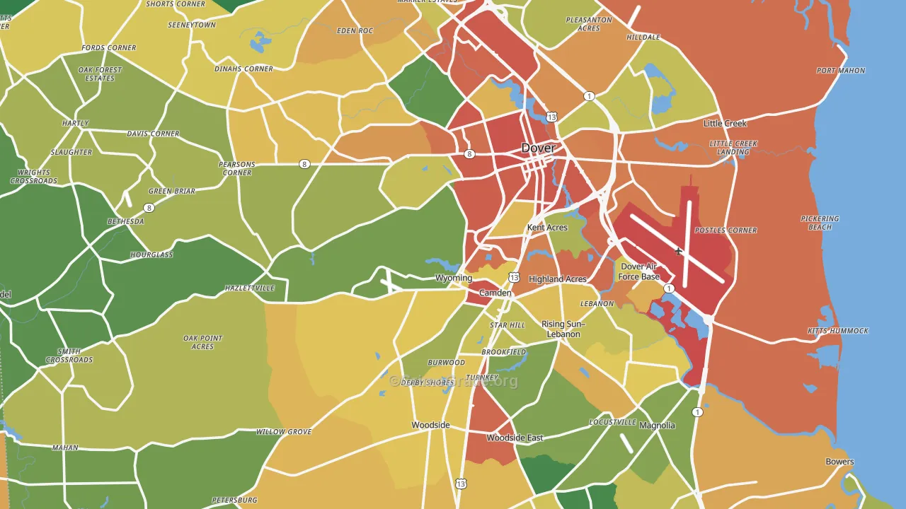 Kent County, DE Map of Assault Rates