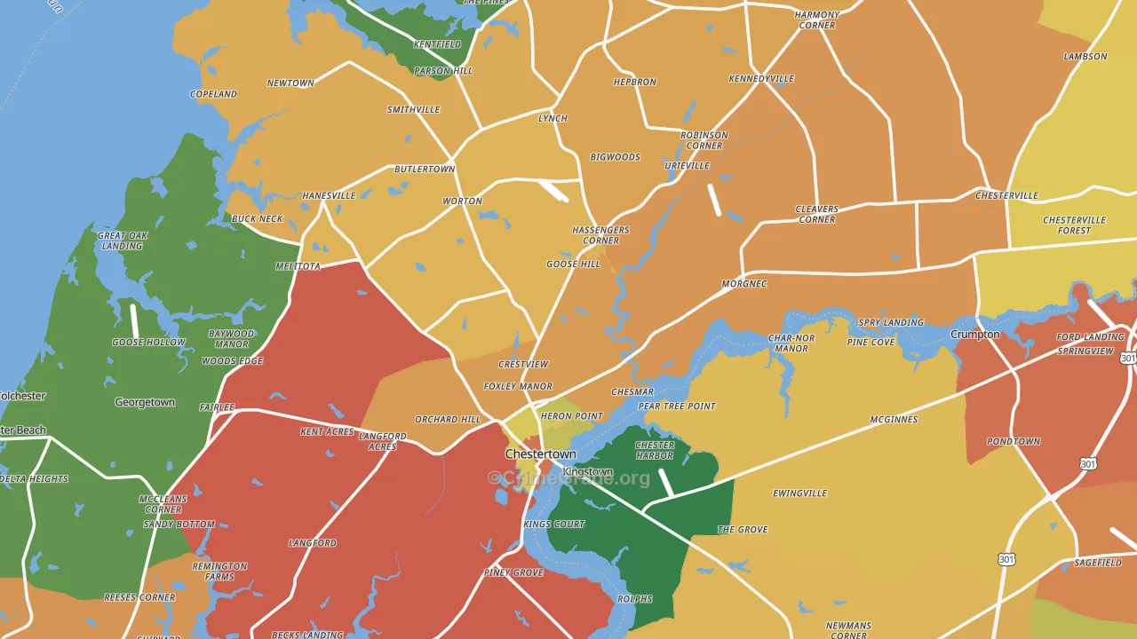 Kent County, MD Map of Assault Rates