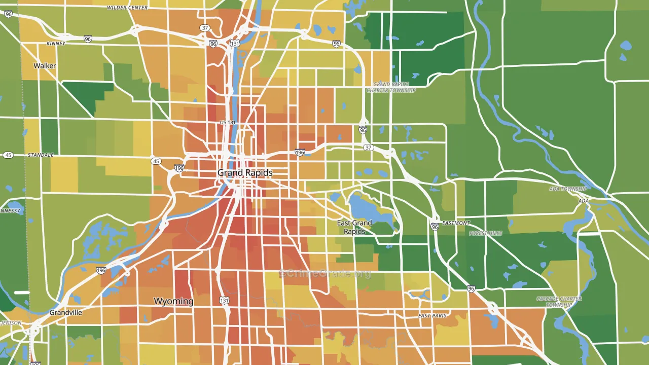 Kent County, MI Map of Assault Rates
