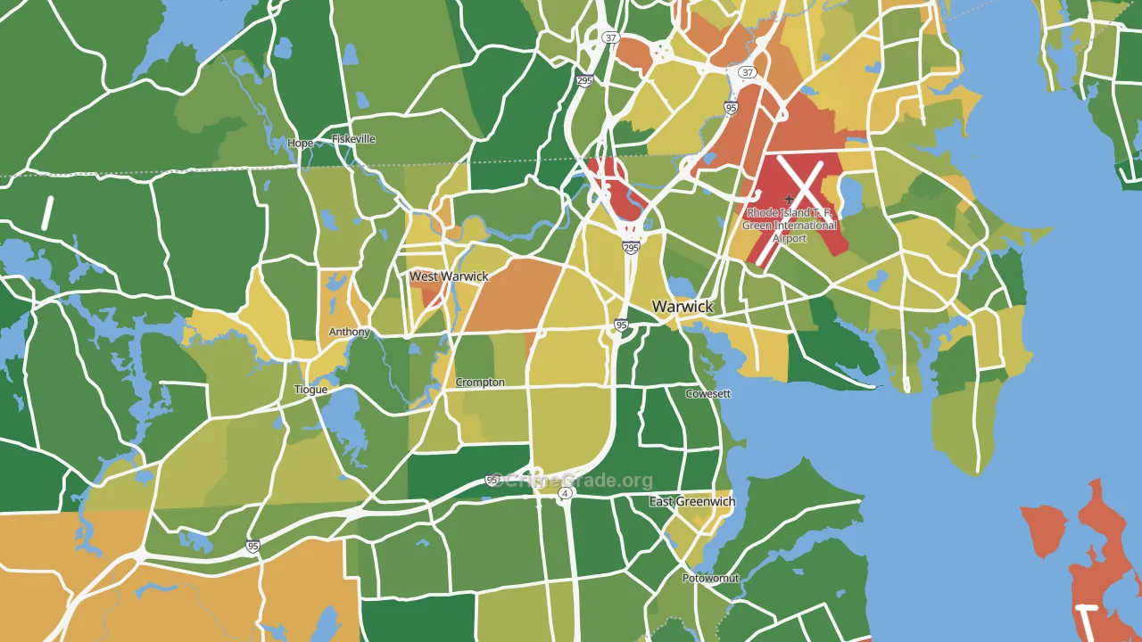 Kent County, RI Map of Assault Rates