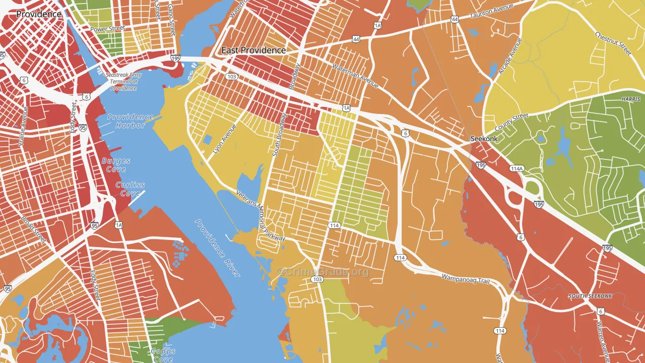 Kent Heights, East Providence, RI Map of Assault Rates