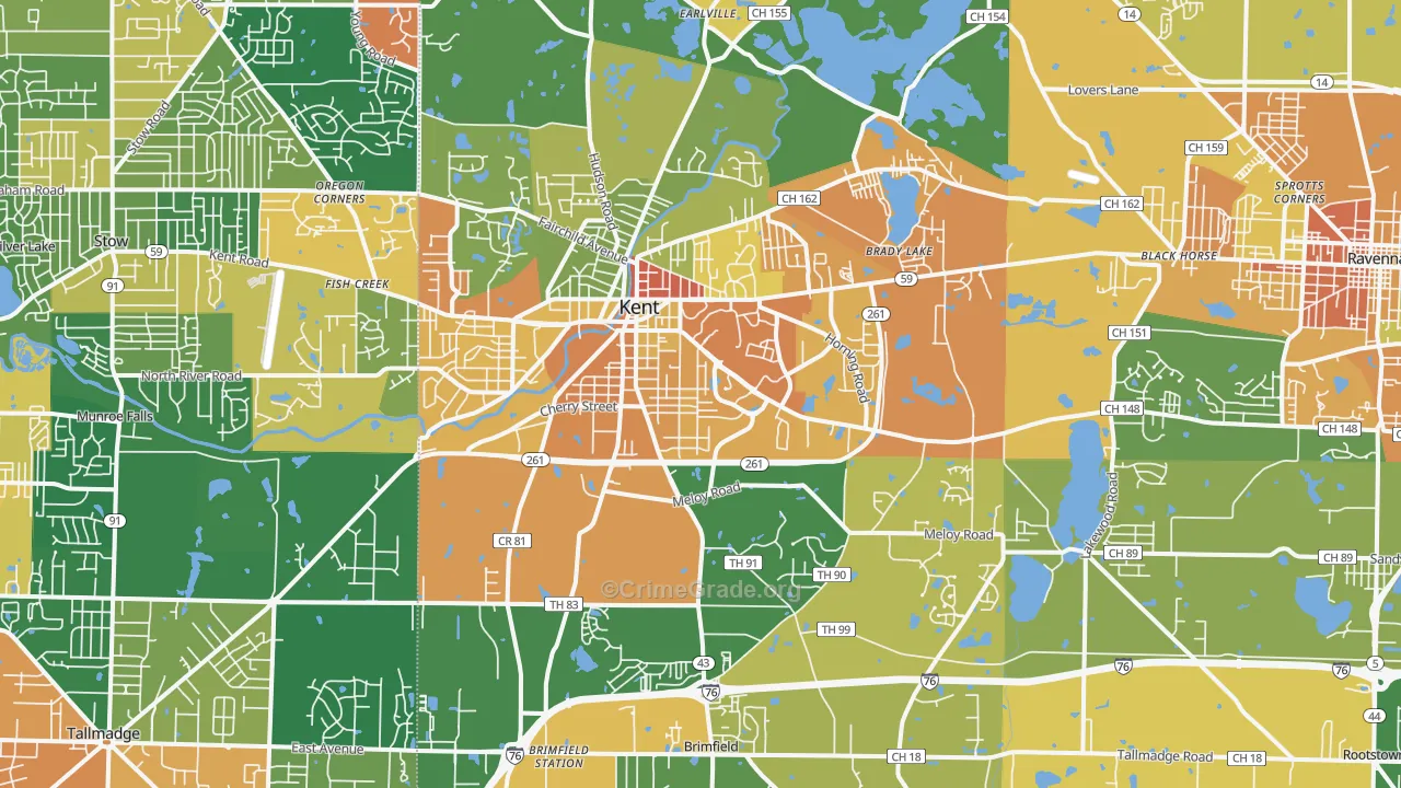 Kent, OH Map of Assault Rates