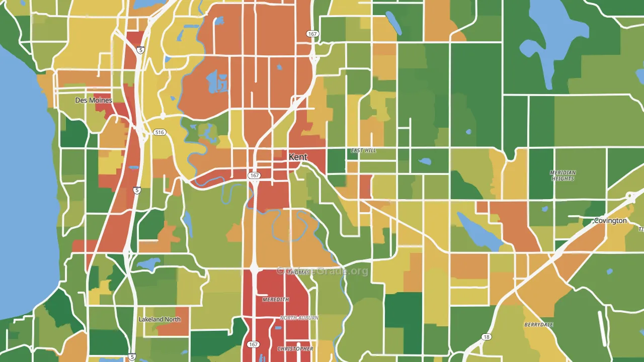 Kent, WA Map of Assault Rates