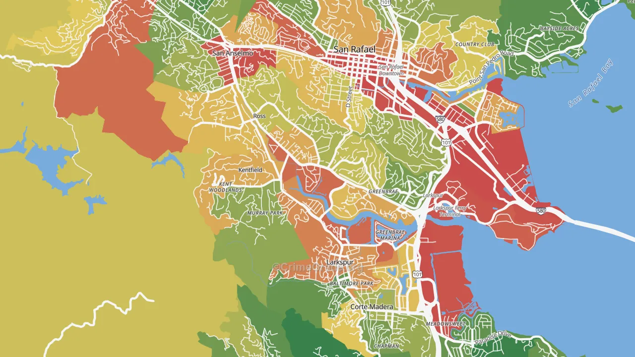 Kentfield, CA Map of Assault Rates
