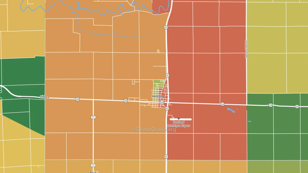Kentland, IN Map of Assault Rates