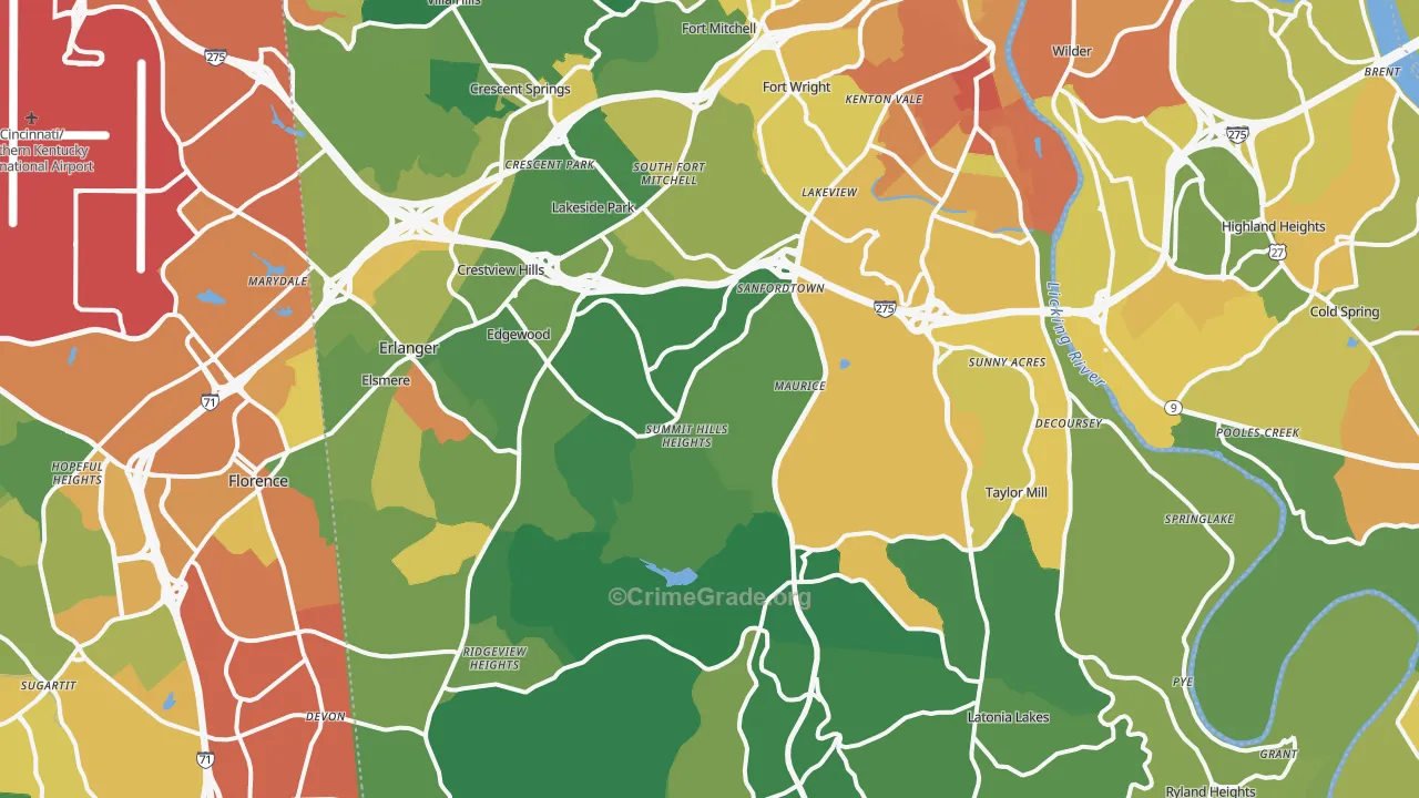 Kenton County, KY Map of Assault Rates