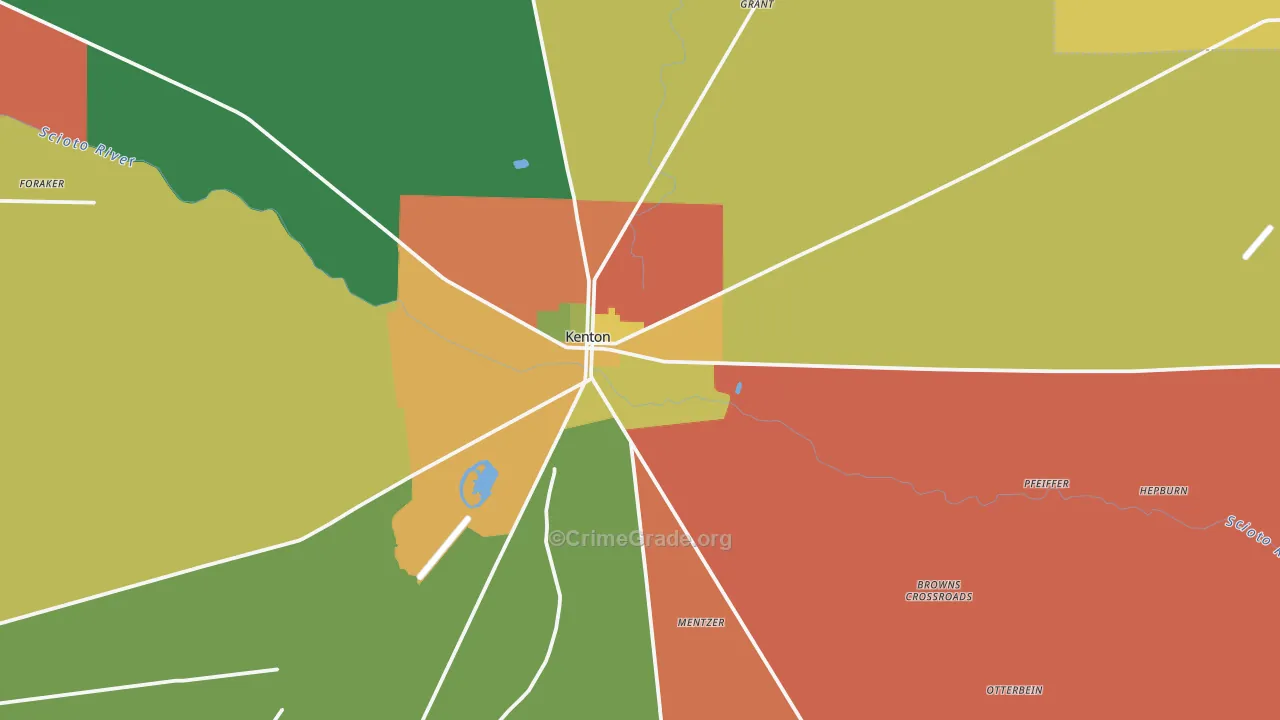Kenton, OH Map of Assault Rates