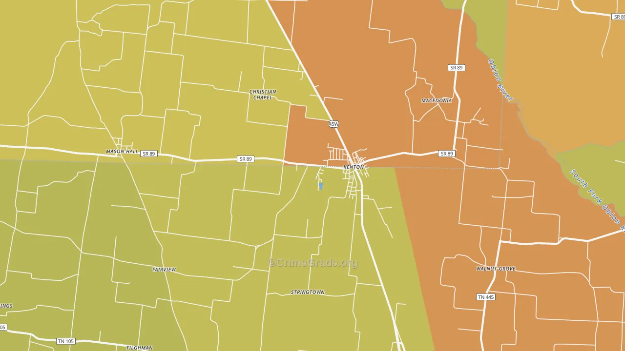 Kenton, TN Map of Assault Rates