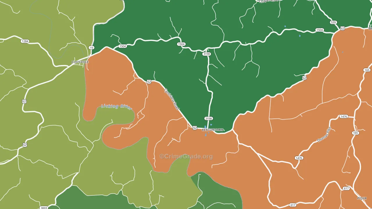 Kentontown, KY Map of Assault Rates