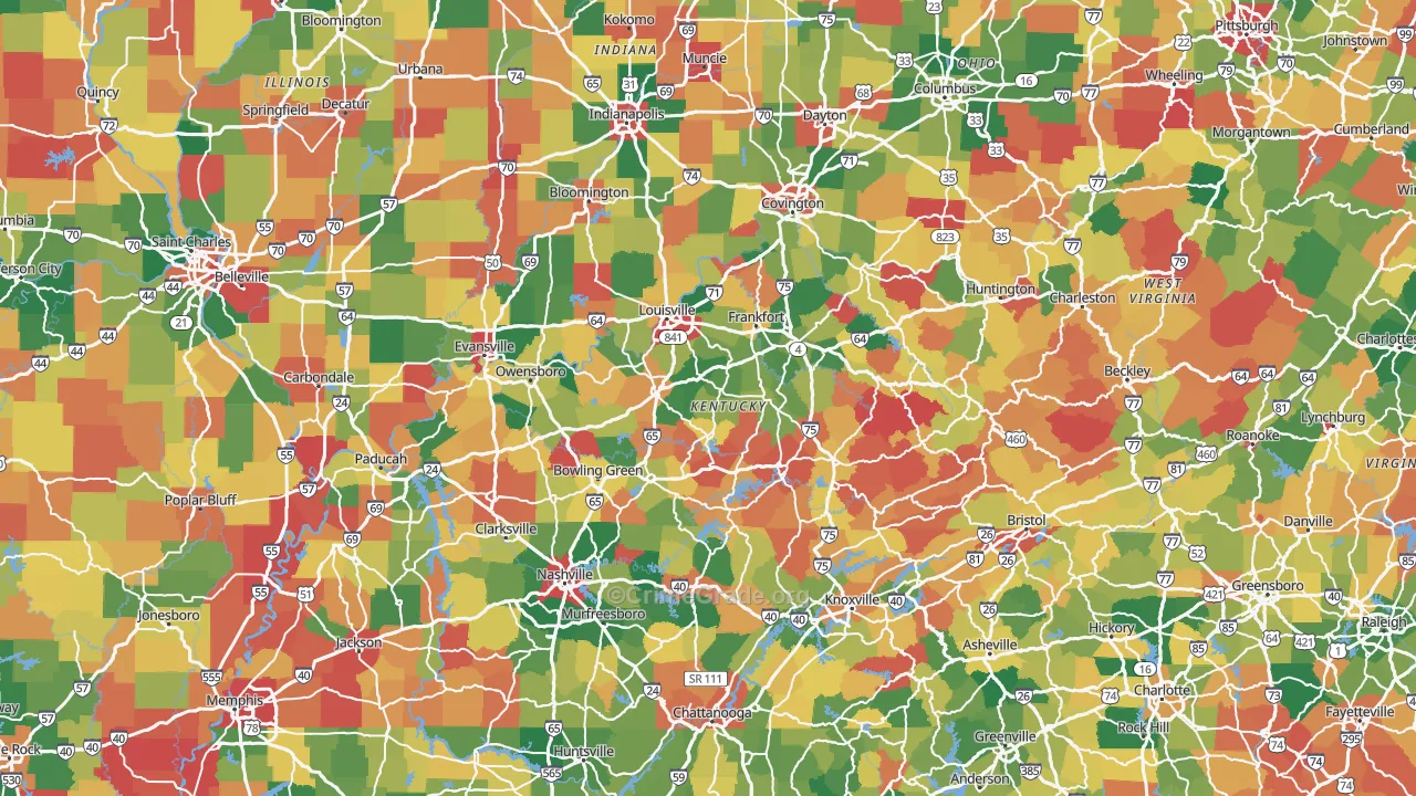 Kentucky Map of Assault Rates
