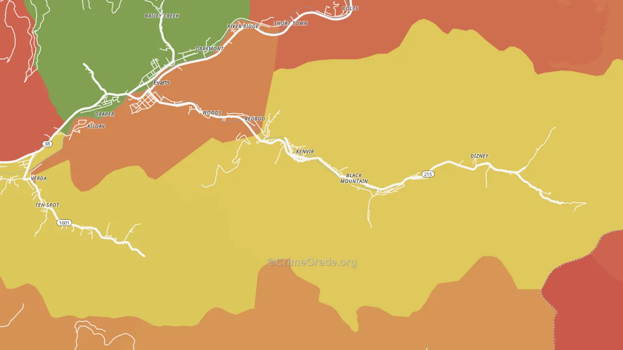 Kenvir, KY Map of Assault Rates