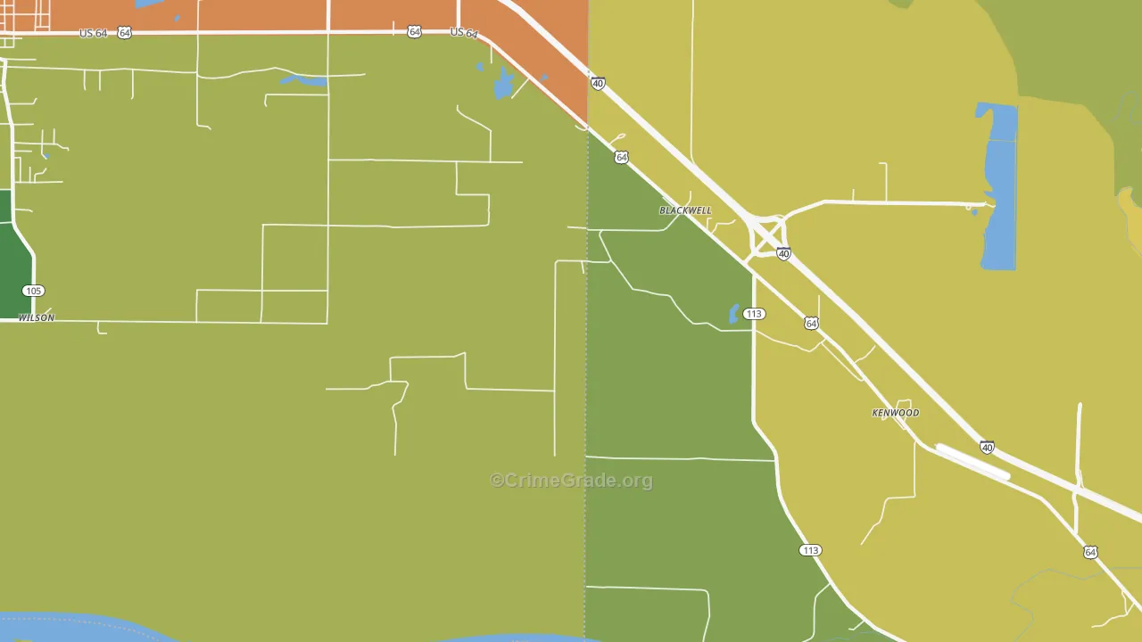 Kenwood, AR Map of Assault Rates