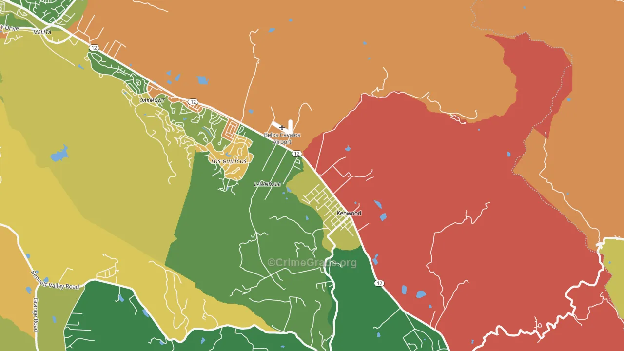 Kenwood, CA Map of Assault Rates