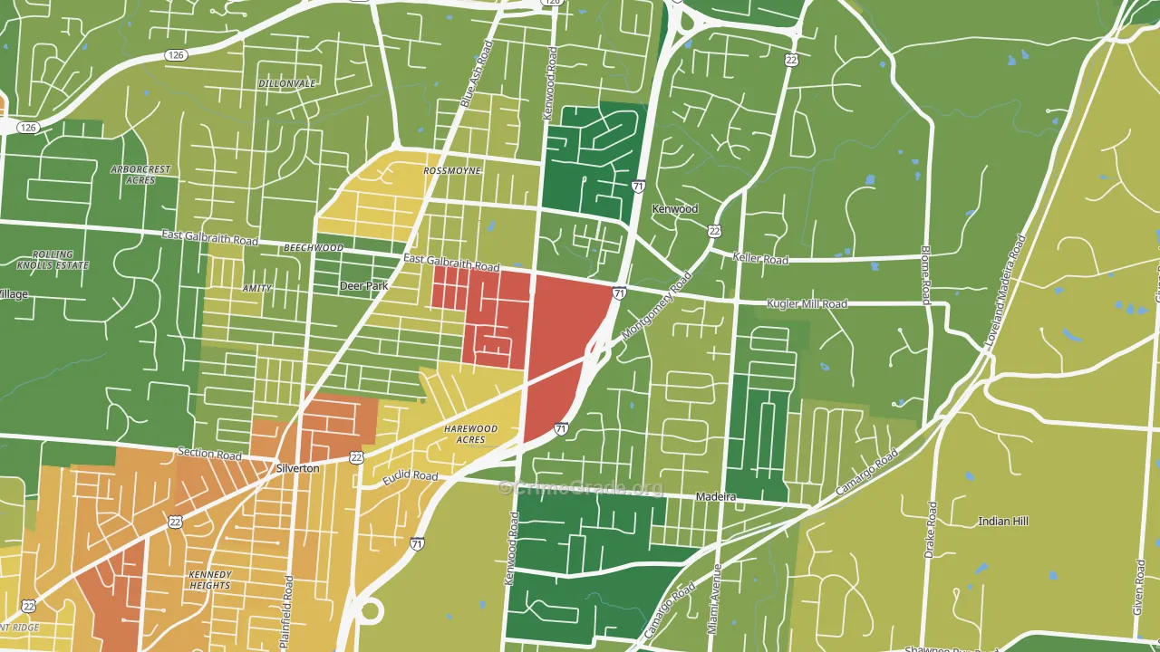 Kenwood, Cincinnati, OH Map of Assault Rates