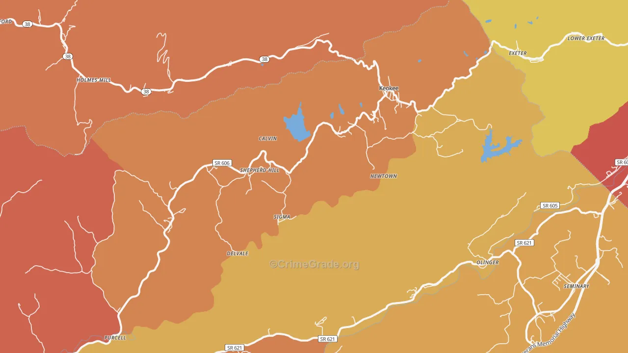 Keokee, VA Map of Assault Rates