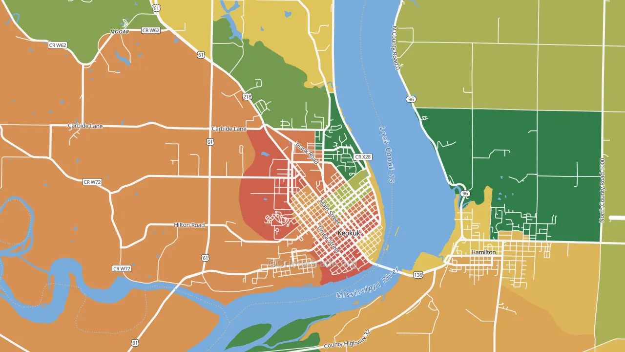 Keokuk, IA Map of Assault Rates