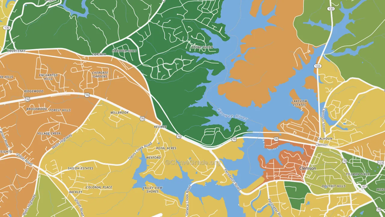 Keowee, SC Map of Assault Rates