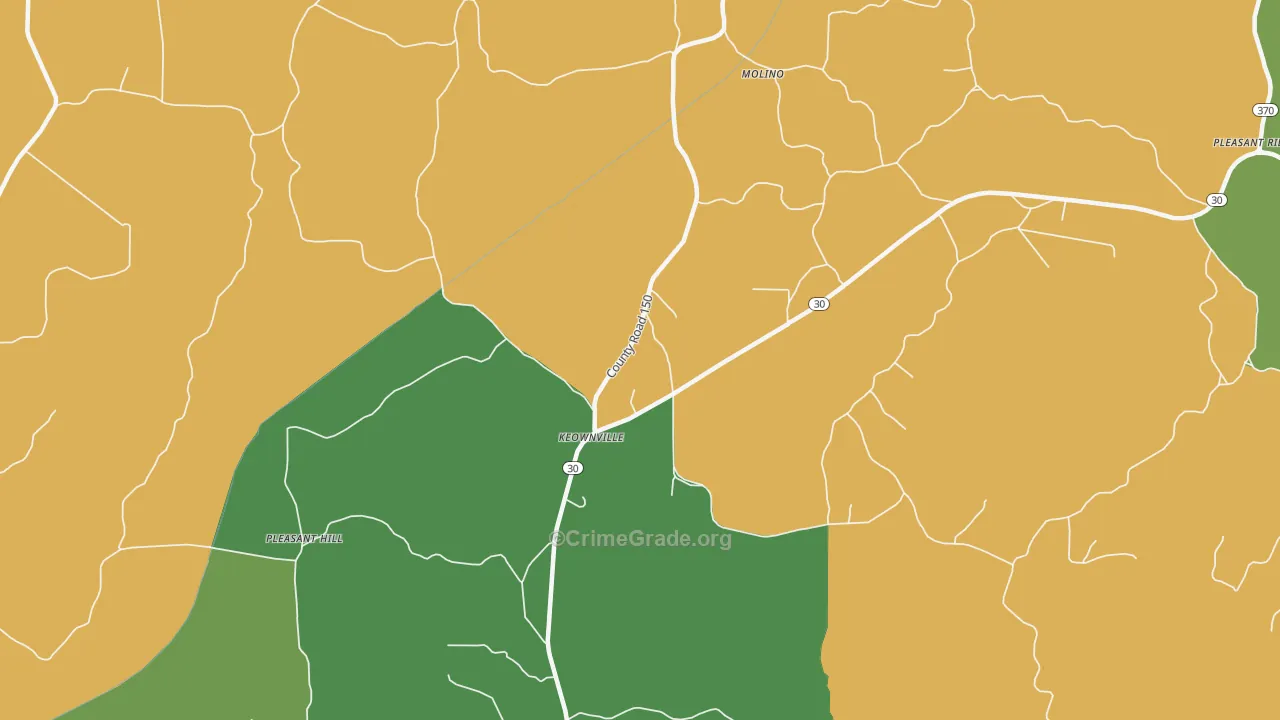 Keownville, MS Map of Assault Rates
