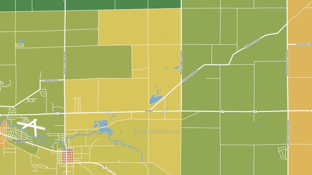 Kerby, MI Map of Assault Rates