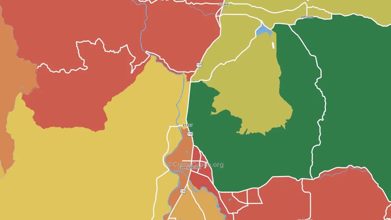 Kerby, OR Map of Assault Rates