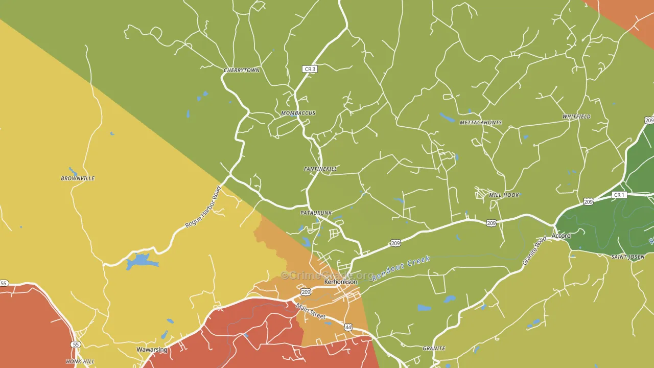 Kerhonkson, NY Map of Assault Rates