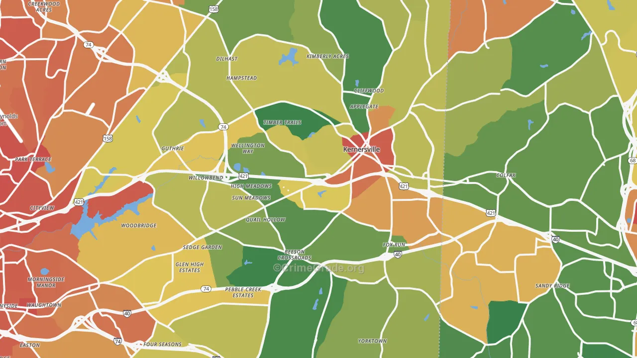 Kernersville, NC Map of Assault Rates