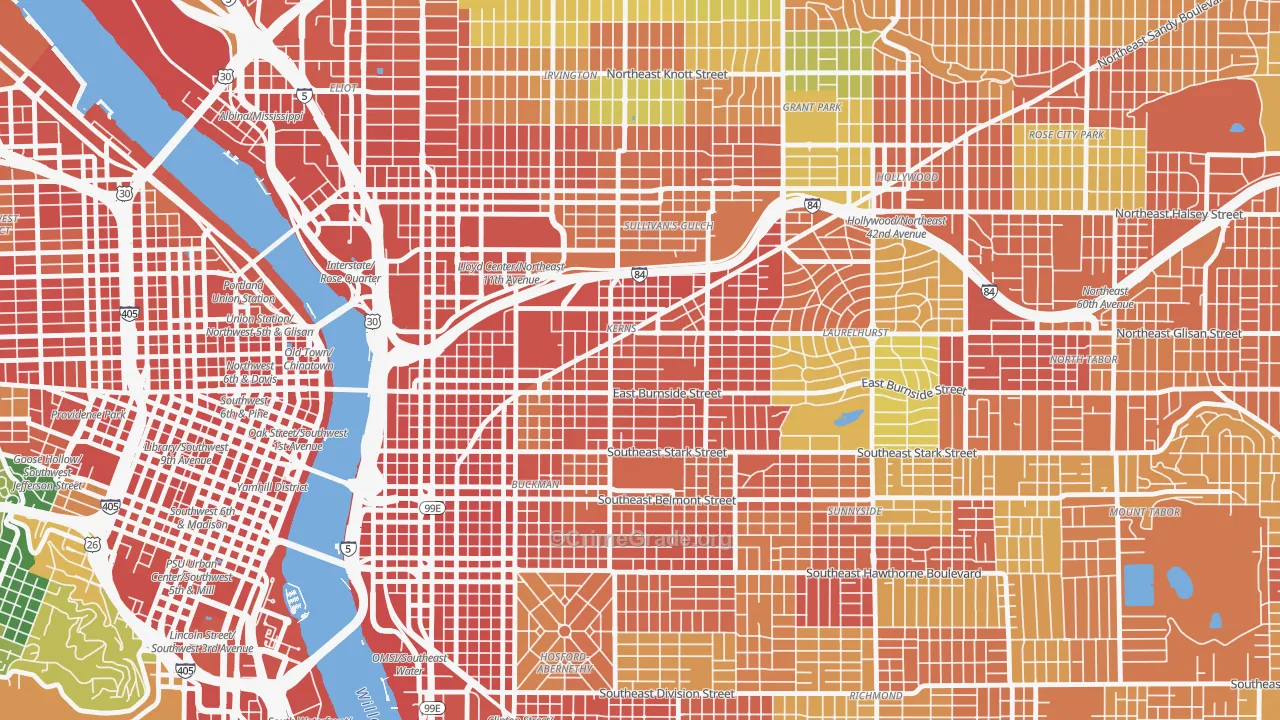 Kerns, Portland, OR Map of Assault Rates