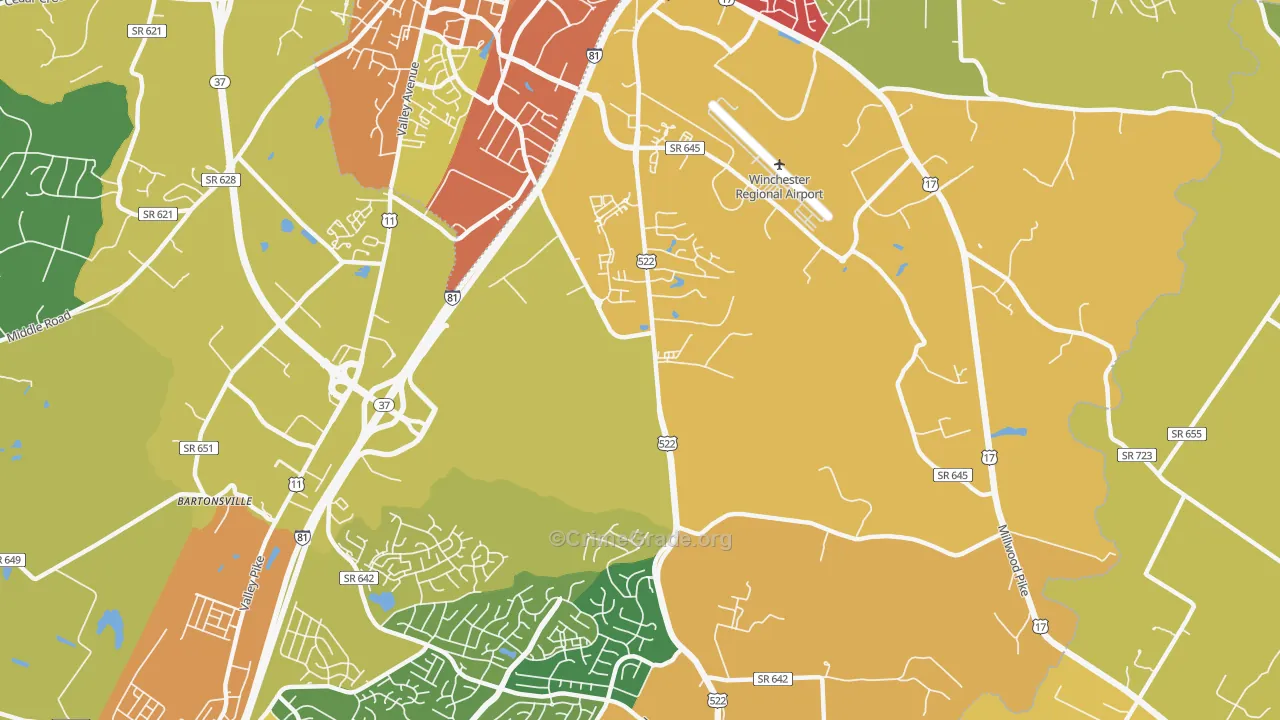 Kernstown, VA Map of Assault Rates