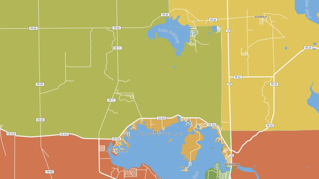 Kerr City, FL Map of Assault Rates