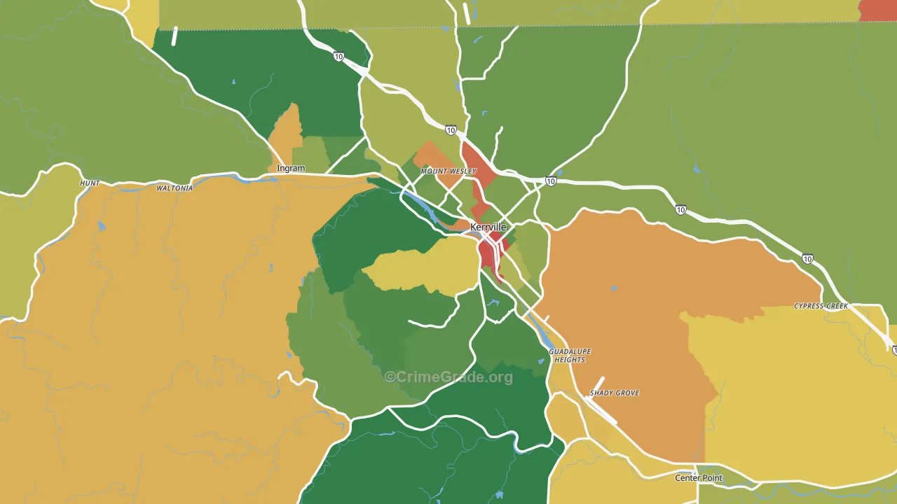 Kerr County, TX Map of Assault Rates