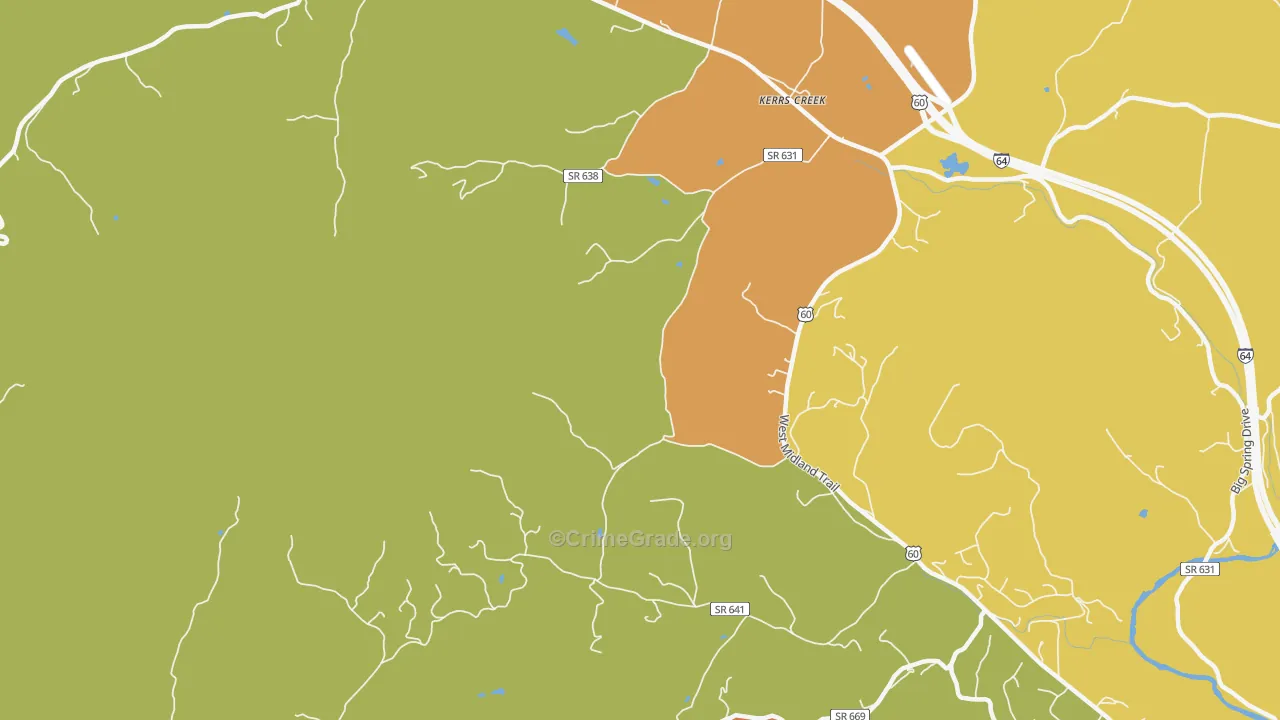 Kerrs Creek, VA Map of Assault Rates