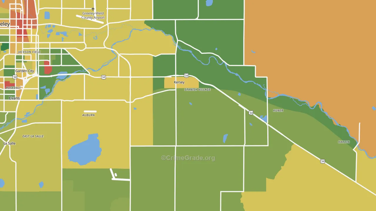 Kersey, CO Map of Assault Rates