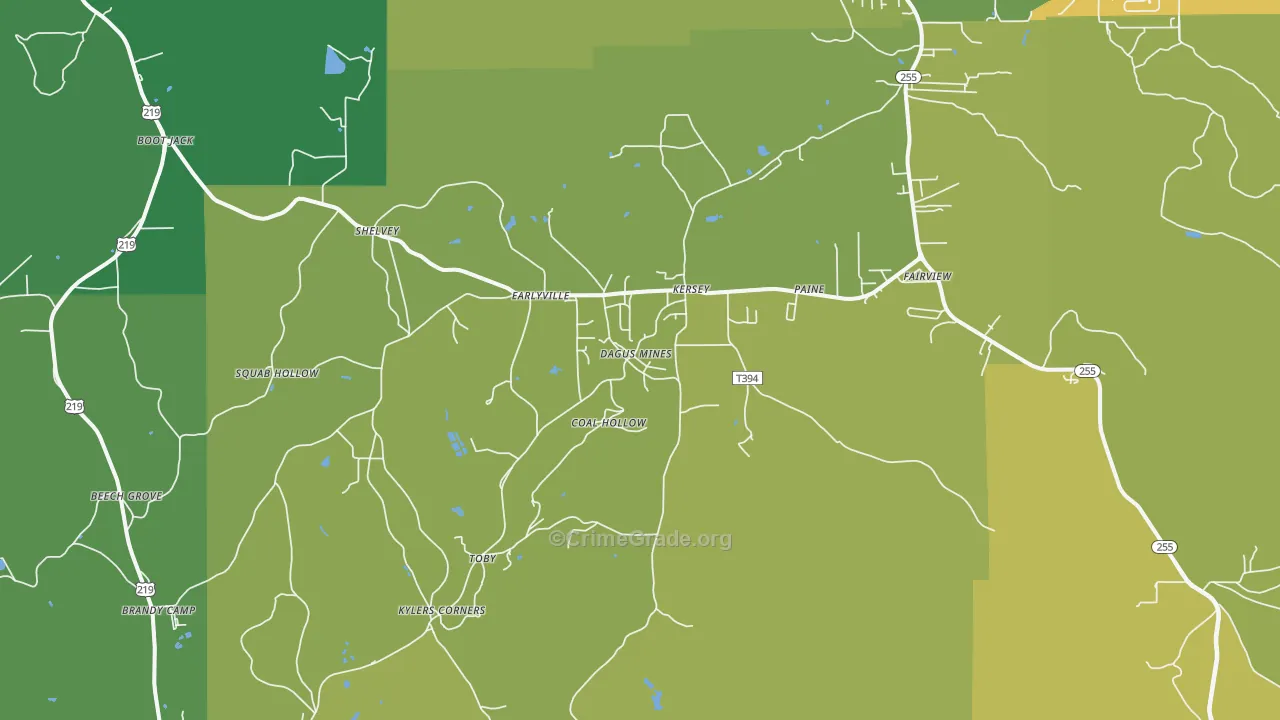 Kersey, PA Map of Assault Rates
