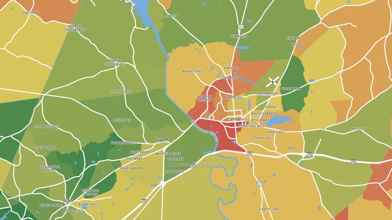 Kershaw County, SC Map of Assault Rates