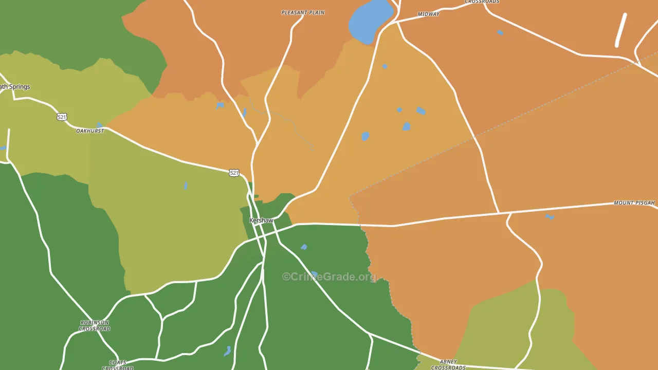 Kershaw, SC Map of Assault Rates