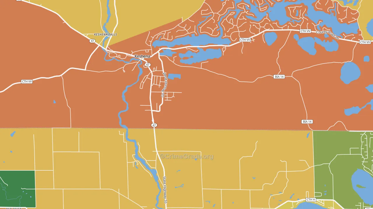 Keshena, WI Map of Assault Rates