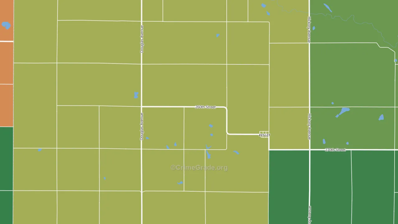 Kesley, IA Map of Assault Rates