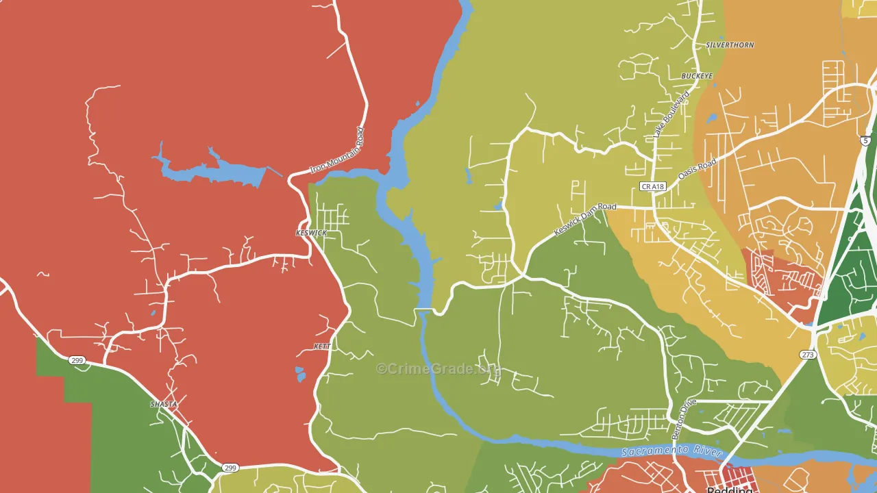 Keswick, CA Map of Assault Rates