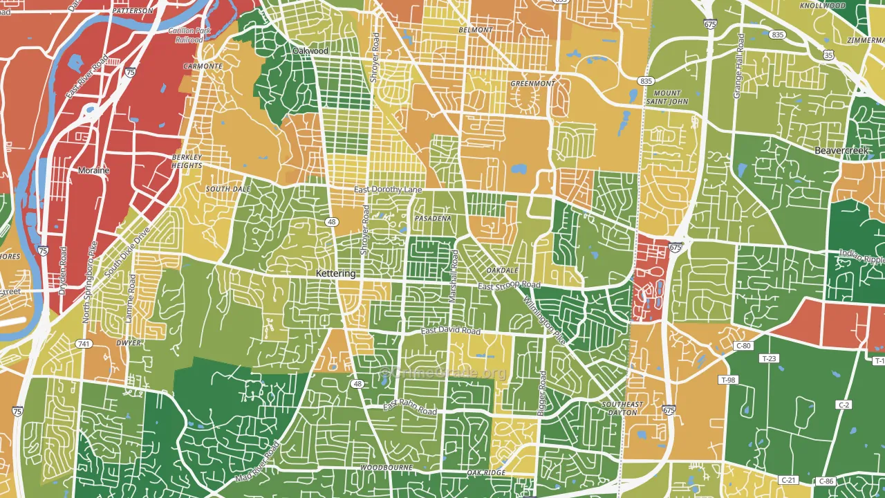 Kettering, OH Map of Assault Rates