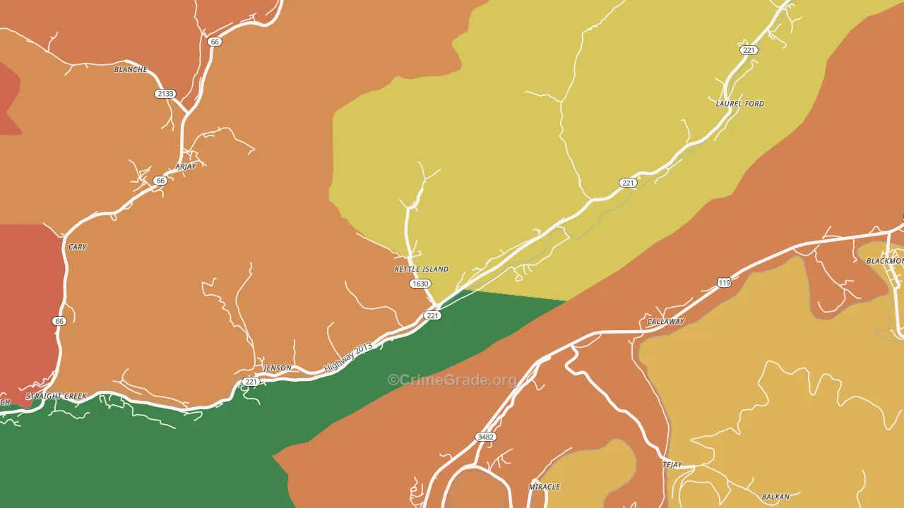 Kettle Island, KY Map of Assault Rates