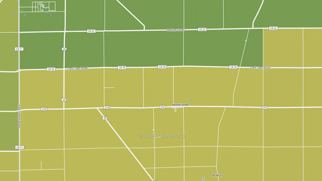 Kettlersville, OH Map of Assault Rates