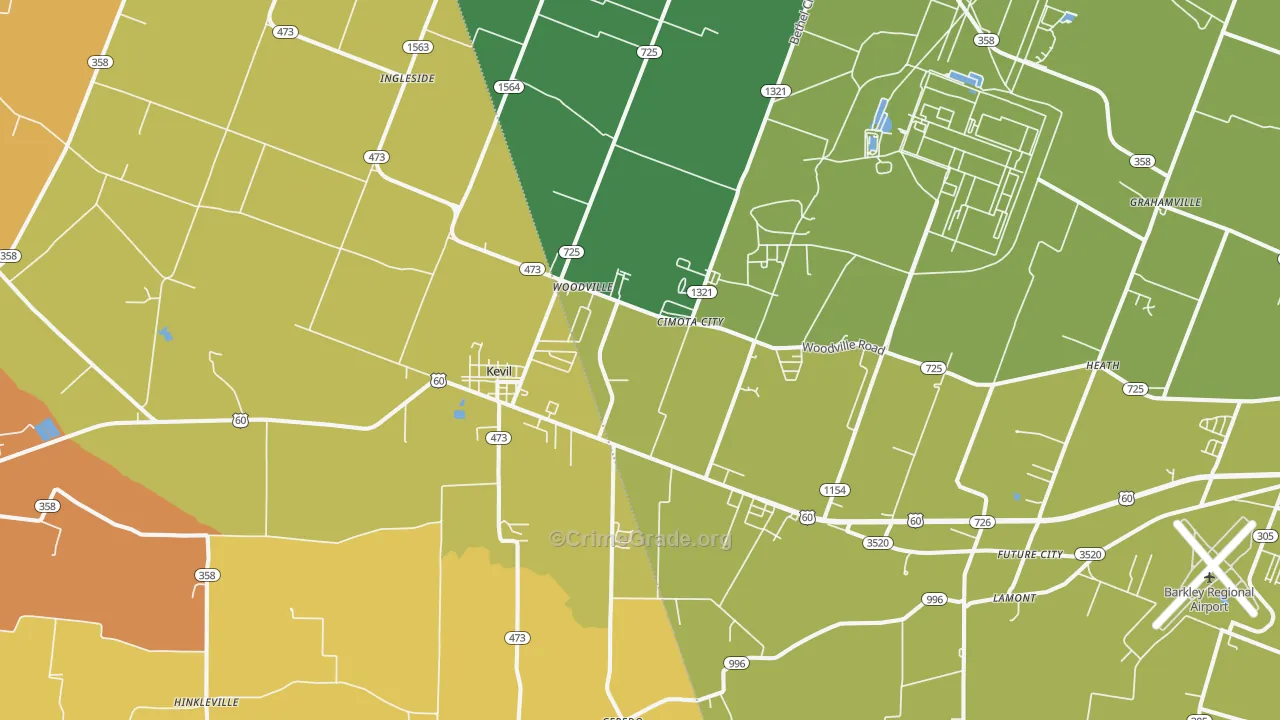 Kevil, KY Map of Assault Rates
