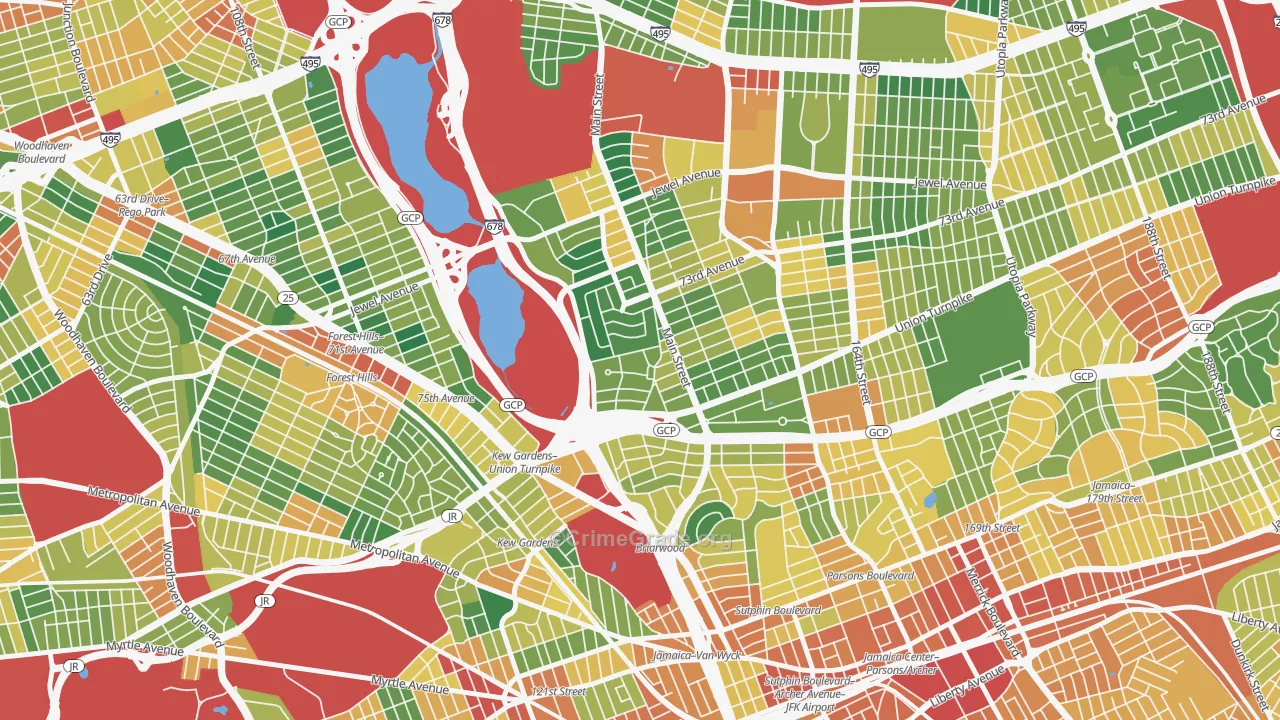 Kew Ggardens, Queens, NY Map of Assault Rates