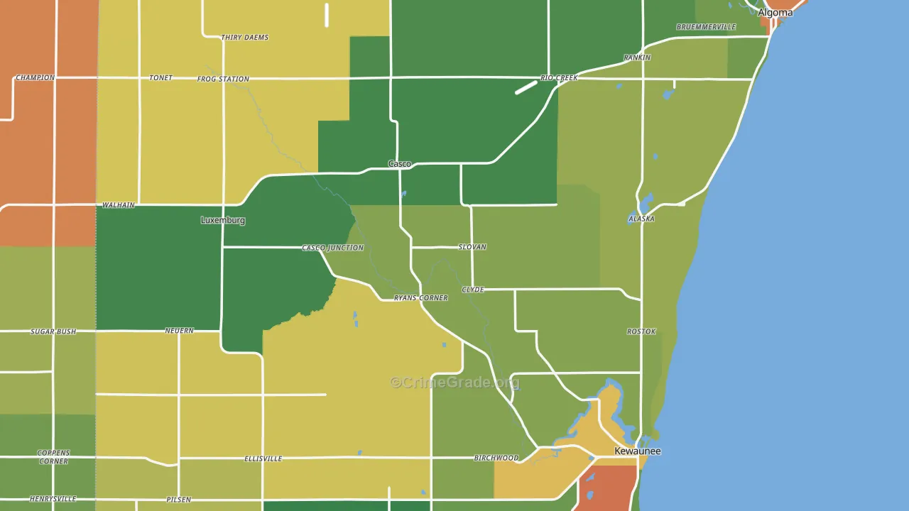 Kewaunee County, WI Map of Assault Rates