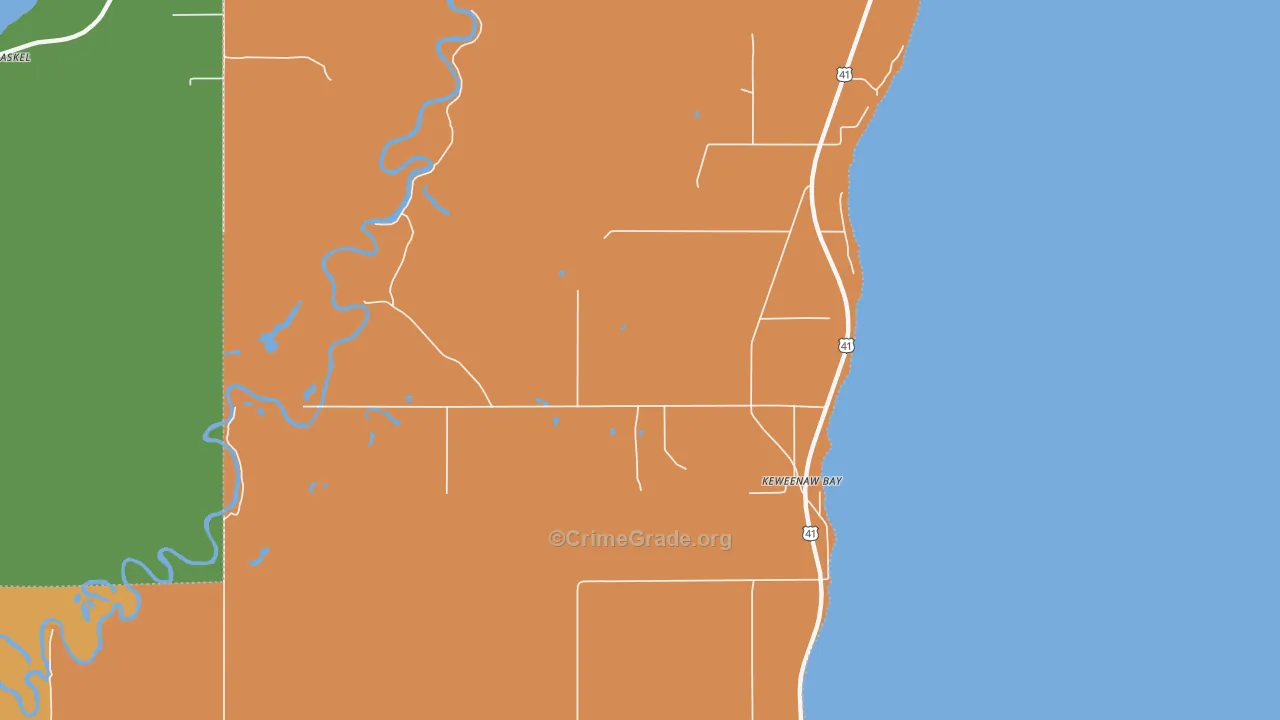 Keweenaw Bay, MI Map of Assault Rates