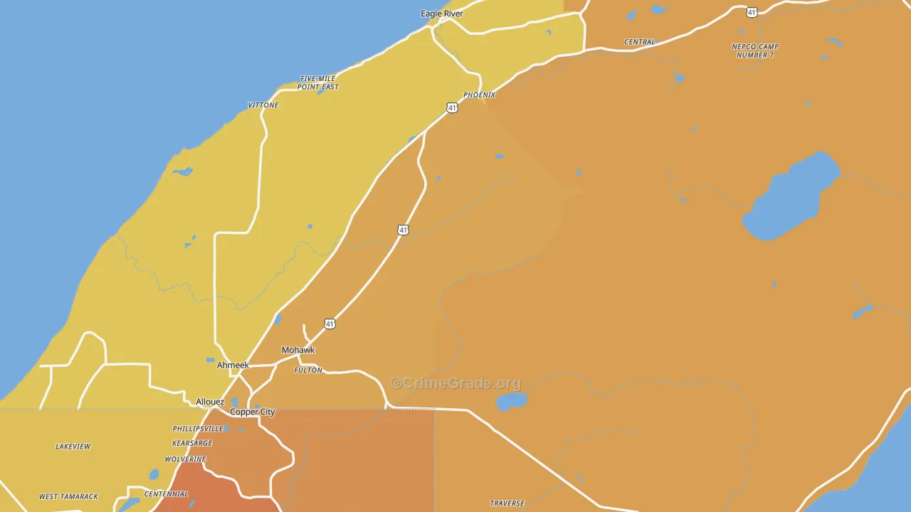 Keweenaw County, MI Map of Assault Rates