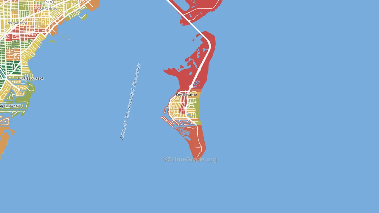 Key Biscayne, FL Map of Assault Rates