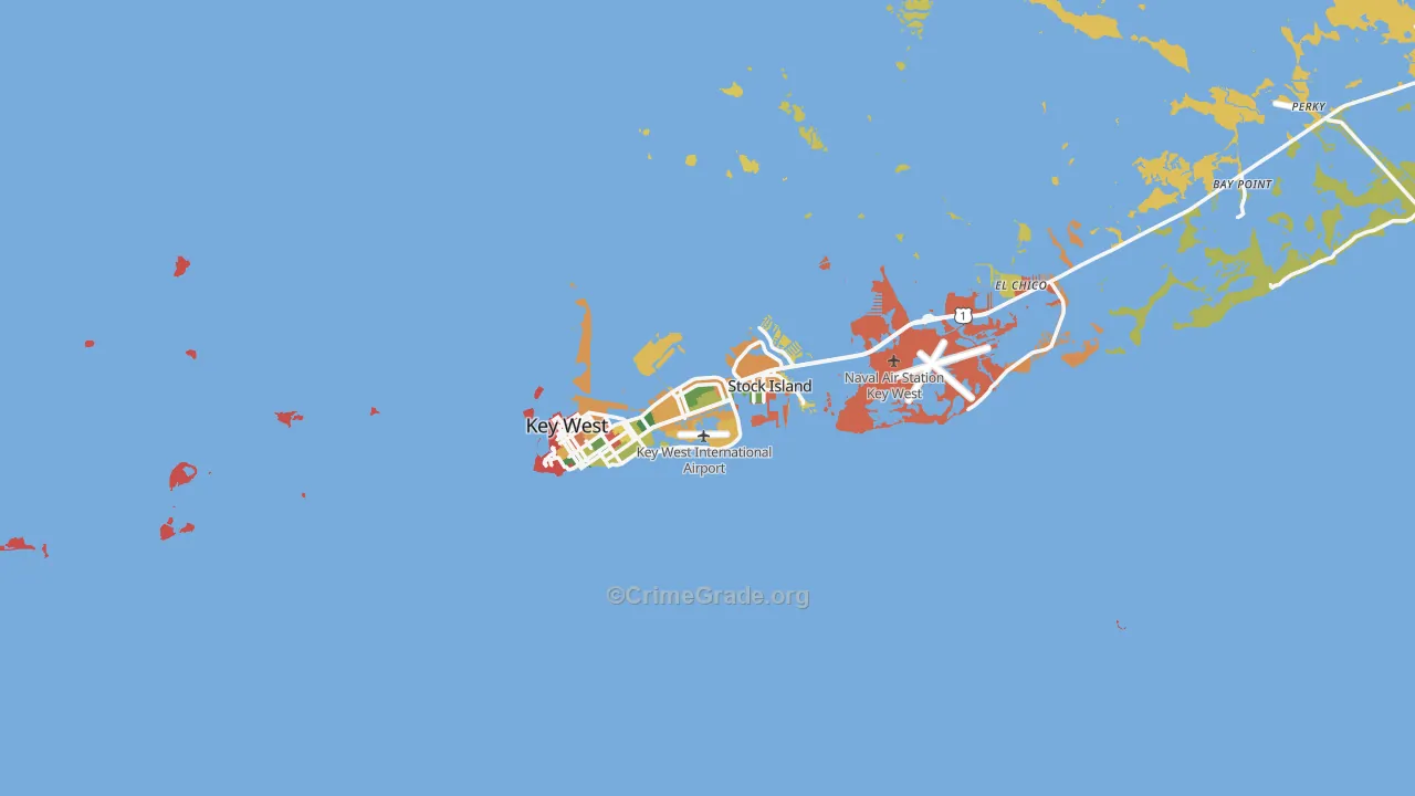 Key West, FL Map of Assault Rates