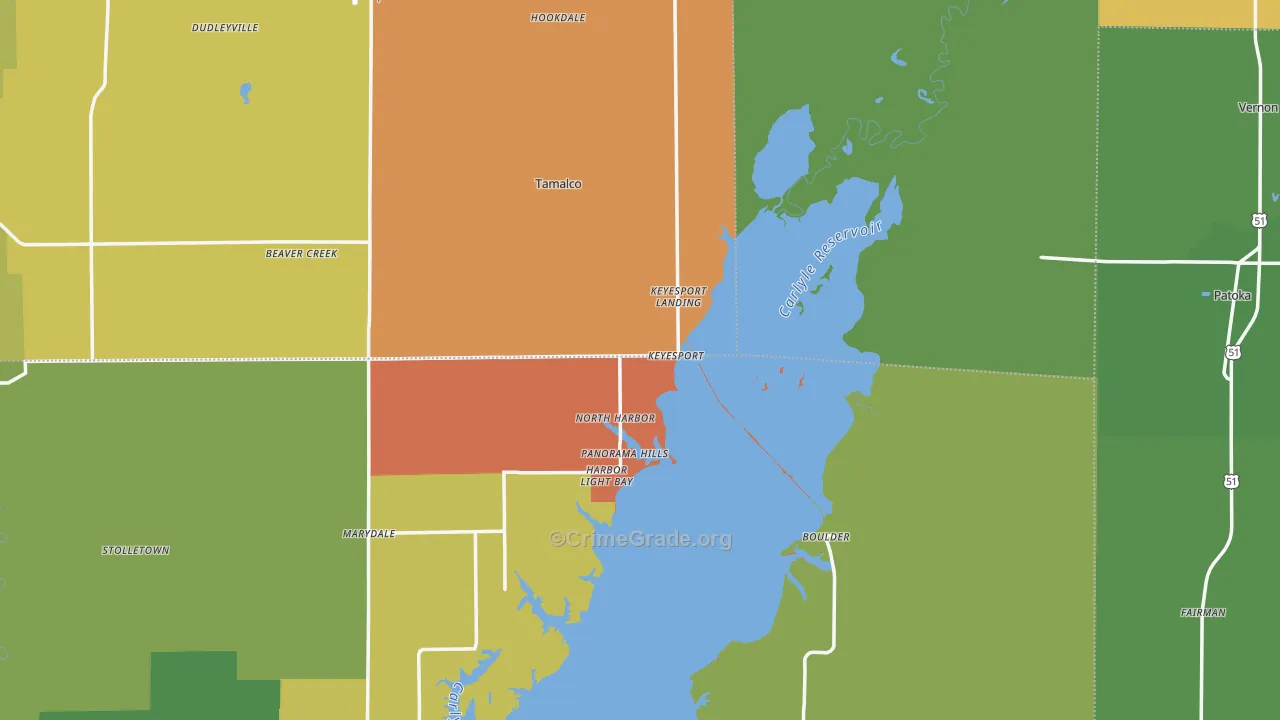 Keyesport, IL Map of Assault Rates
