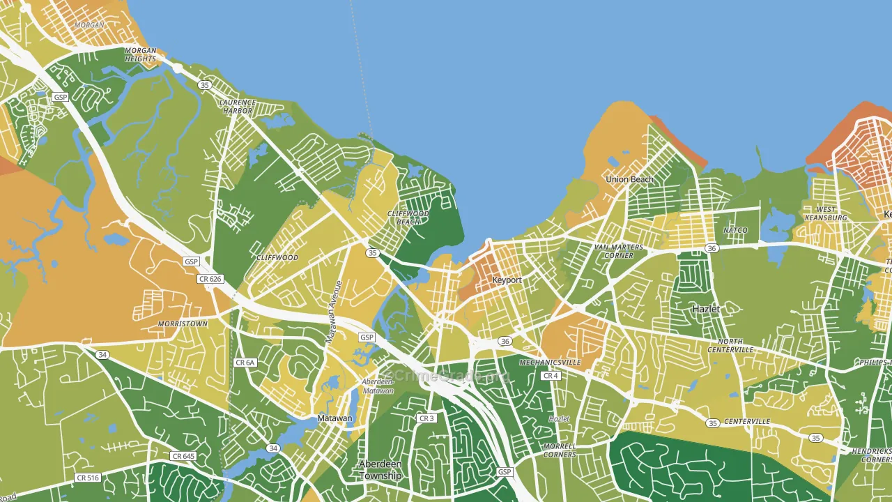 Keyport, NJ Map of Assault Rates